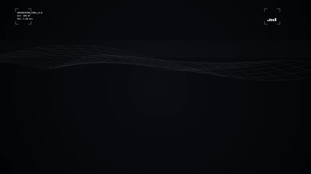 Abstract dark background with subtle glowing wave and text overlay.