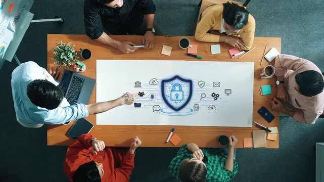 Business Team Collaborating on Cybersecurity Strategies in a Modern Office Environment with Innovative Technology and Creative Discussions. Entropy.