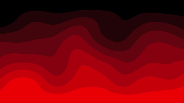 Horizontal stacked abstract waves smoothly morphing and flowing in a red gradient from black at the top to vibrant red at the bottom, layered crimson papercut liquid animation video