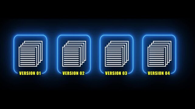 Neon Document Version Collection and File Management Interface Illustration
