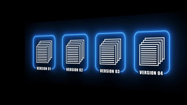 Neon Document Version Collection and File Management Interface Illustration