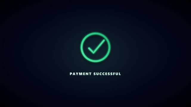 Payment successful animation with glowing green checkmark for e-commerce ui
