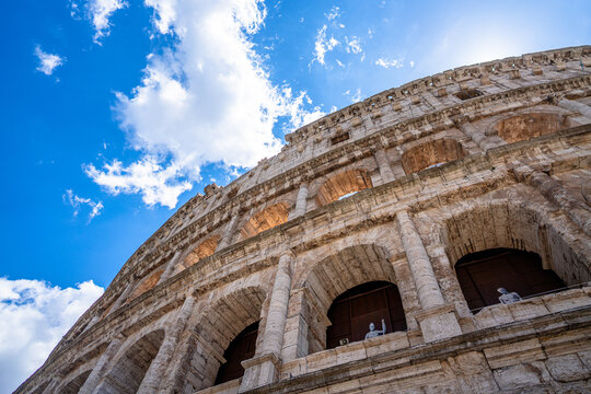 closeup of the roman colosseum
