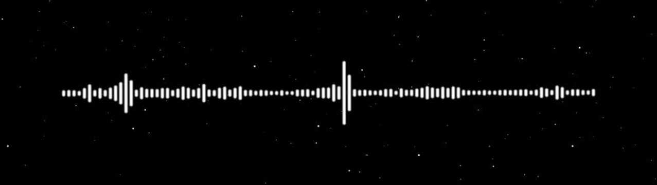 Dynamic white audio waveform equalizer on black background
