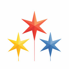 Obraz premium Three Sparkler Stars in Red, Yellow, and Blue