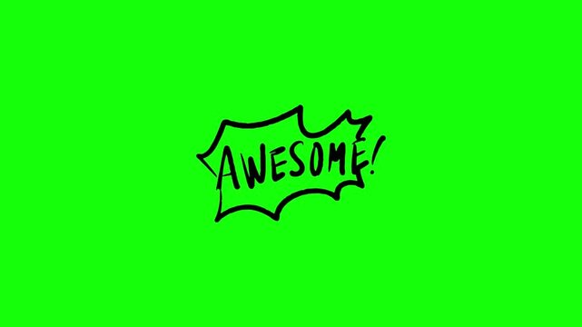Animated awesome text lettering on a green screen background