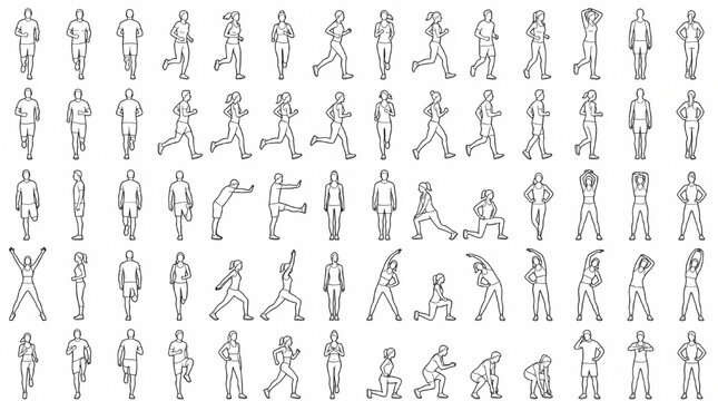 Athletic Lifestyle CAD Scale People Library Architectural Vector Reference Collection