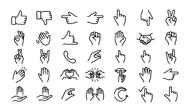 Collection of various hand gestures and signs