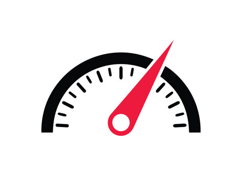 Speedometer Icon. A graphic representation of a speedometer dial. speed indicator, performance meter, gauge chart, velocity measurement.