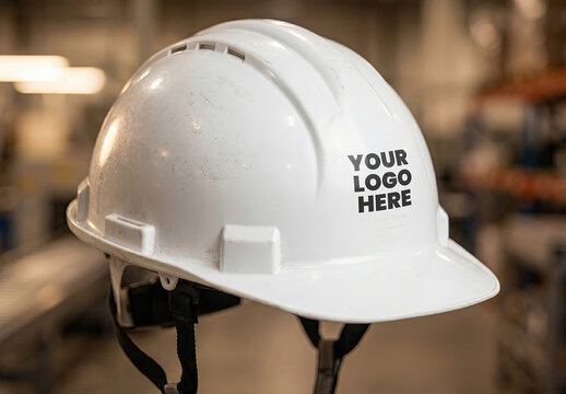 Logo or Text on Contruction Protection Helmet Mockup