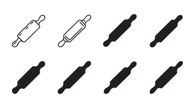 Set of rolling pins icons, kitchen utensil for baking, vector illustration vector