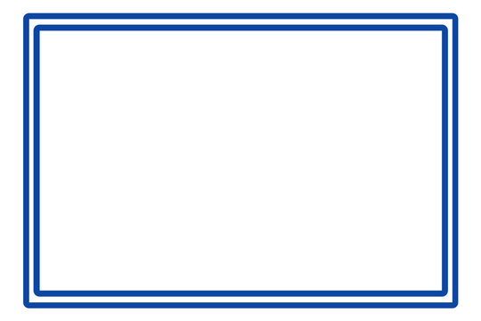 Blue Double Border Rectangle Frame Vector on Transparent Background &ndash; Minimal Modern Outline Border, Empty Graphic Template for Certificate, Poster, Banner, Invitation and Design