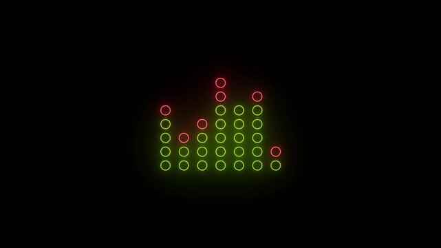 Minimal neon ring audio frequency spectrum animation on transparent background. 4k motion graphic