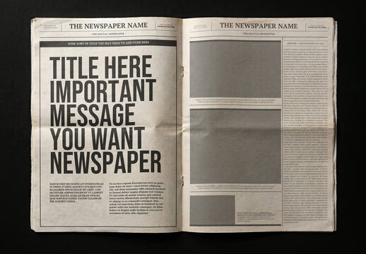 Open Newspaper Old Paper Content Mockup (Editable Content)