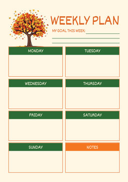  Green and Orange Modern Weekly Planner.eps