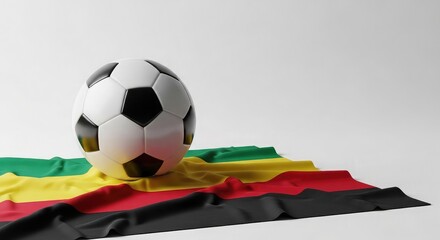 Fototapeta premium Football championship soccer ball on ghana flag isolated on transparent background