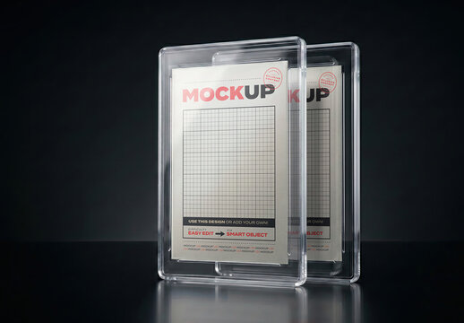 Two Card with Protective Cases Mockup with Reflect