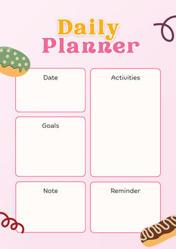  Pink and Yellow Illustration Playful Daily Planner.eps
