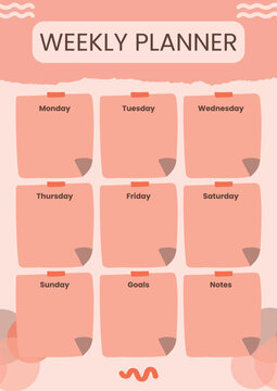 Soft Pink Cute Weekly Planner A4 Document.eps