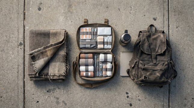 Homeless Person Medical Care Kit with First Aid Supplies, Blanket and Backpack for Community Healthcare Outreach