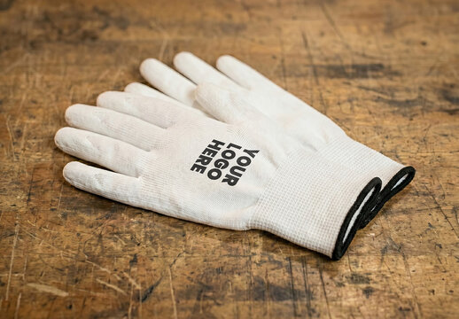 Protective Gloves Logo Text Branding Mockup