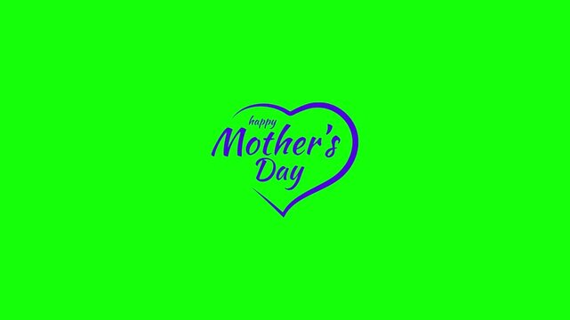 Animated happy mother's day heart logos on green screen background