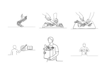Obraz premium People Engaged in Different Activities Illustrations Set