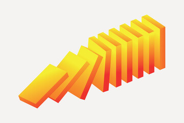 Obraz premium Yellow dominoes in falling sequence vector