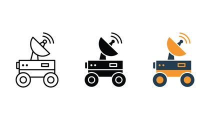 Mars rover space exploration vehicle icon set with satellite dish for science and astronomy technology projects © TARU STOCKPLC