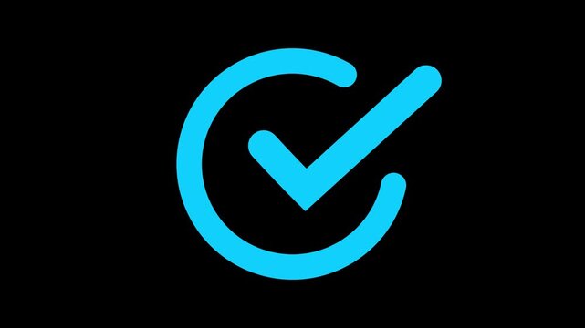  check mark icon animation, box icon sign animation ,Check mark sign icon animation on black background, check mark 4k video footage.