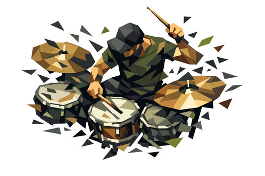 drummer fill burst, the obstacle and tension moment where timing slips slightly and one stick hits off-beat, body twisting