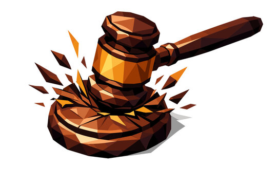 gavel slam verdict, the obstacle and tension moment showing slight deflection of the sound block and angular fragments of wood
