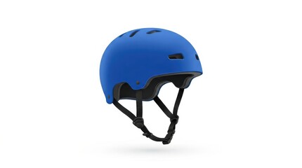 Fototapeta premium Blue rounded helmet icon on a white background, professional sports lifestyle and safety equipment, minimalist graphic sign for