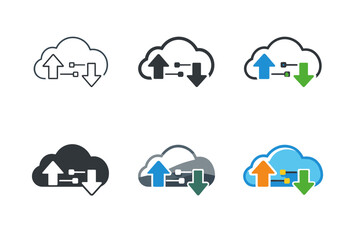 Obraz premium Concept illustrating network file migration depicted as cloud outline paired with upload and download indicators and subtle