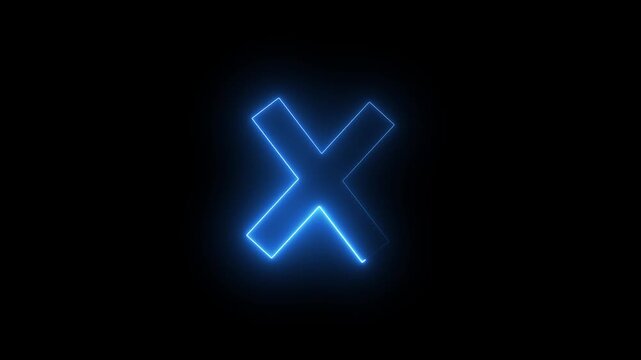 red incorrect wrong answer no entry cross with diagonal strokes and rounded corners animating on and off the screen with plain black background 'X' Animated mark chroma key. cross ... 
