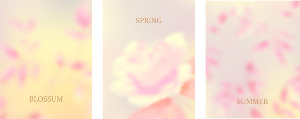 Obraz premium Soft floral gradient background with spring leaves.