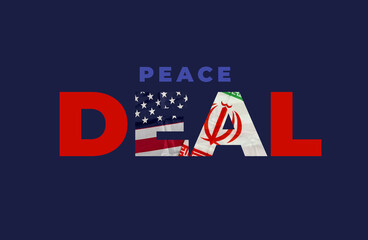 Naklejka premium USA and Iran deal by Pakistan concept, Conflict between America and Iran war or fight concept. USA vs Iran relationship concept background.