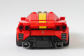 Naklejka premium Lego car Ferrari 812 Competizione rear view