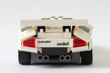 Naklejka premium Lego car Lamborghini Countach rear view