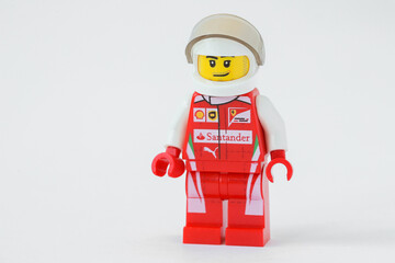 Naklejka premium Lego Ferrari driver minifigure with helmet