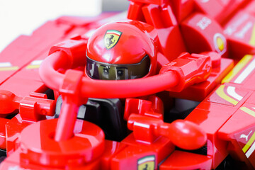 Naklejka premium Lego Ferrari F1 driver close-up