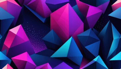 Fototapeta premium Colorful polygonal forms clustered against dark backdrop