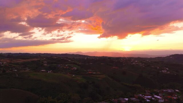 Quindio Colombia Aerial Drone 4K &mdash; Coffee Region Landscape Eje Cafetero