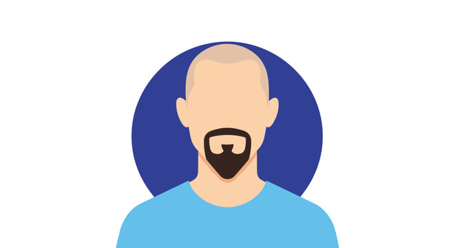 Minimalist male avatar featuring a bald head and a dark goatee beard against a circular blue background.