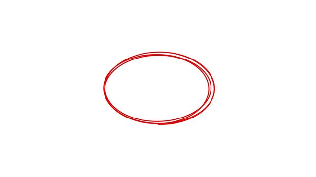 Red Pen Scribble Circle Animation Multi Loop Highlight on Solid White Background