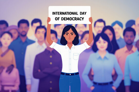Banner poster international day of democracy freedom of choice and voting in elections AI Generative