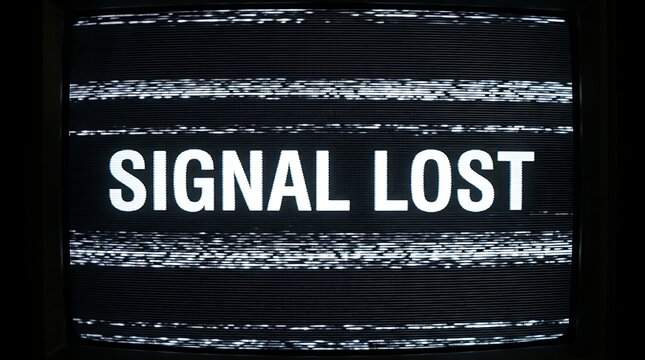 Signal lost text on a vintage television screen with heavy static interference.