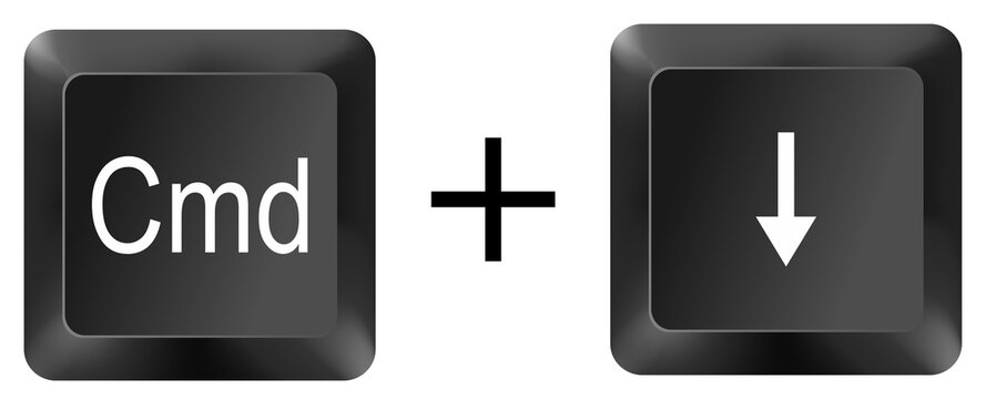 cmd command Down Arrow computer keyboard shortcut key button 3d icon symbol sign isolated on white background