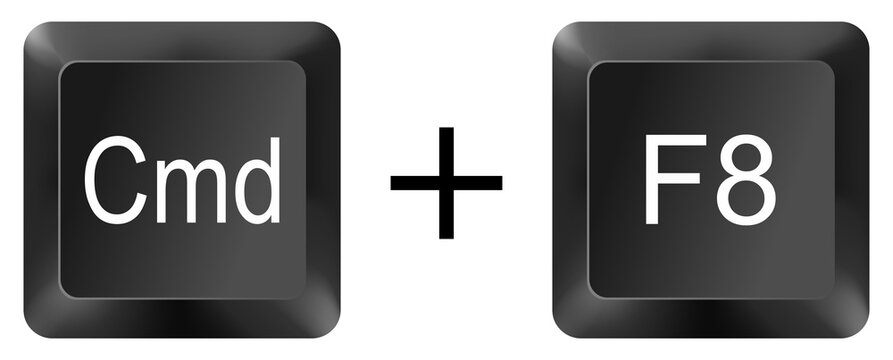 cmd command f8 computer keyboard shortcut key button 3d icon symbol sign isolated on white background