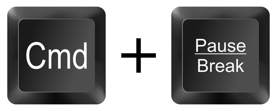 cmd command pause break computer keyboard shortcut key button 3d icon symbol sign isolated on white background